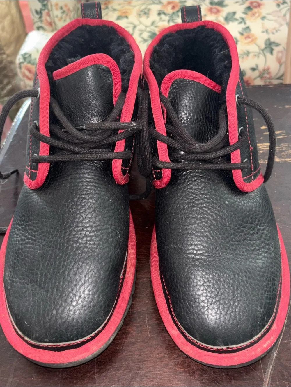 UGG Men's Black Chukka Boots with Red Trim